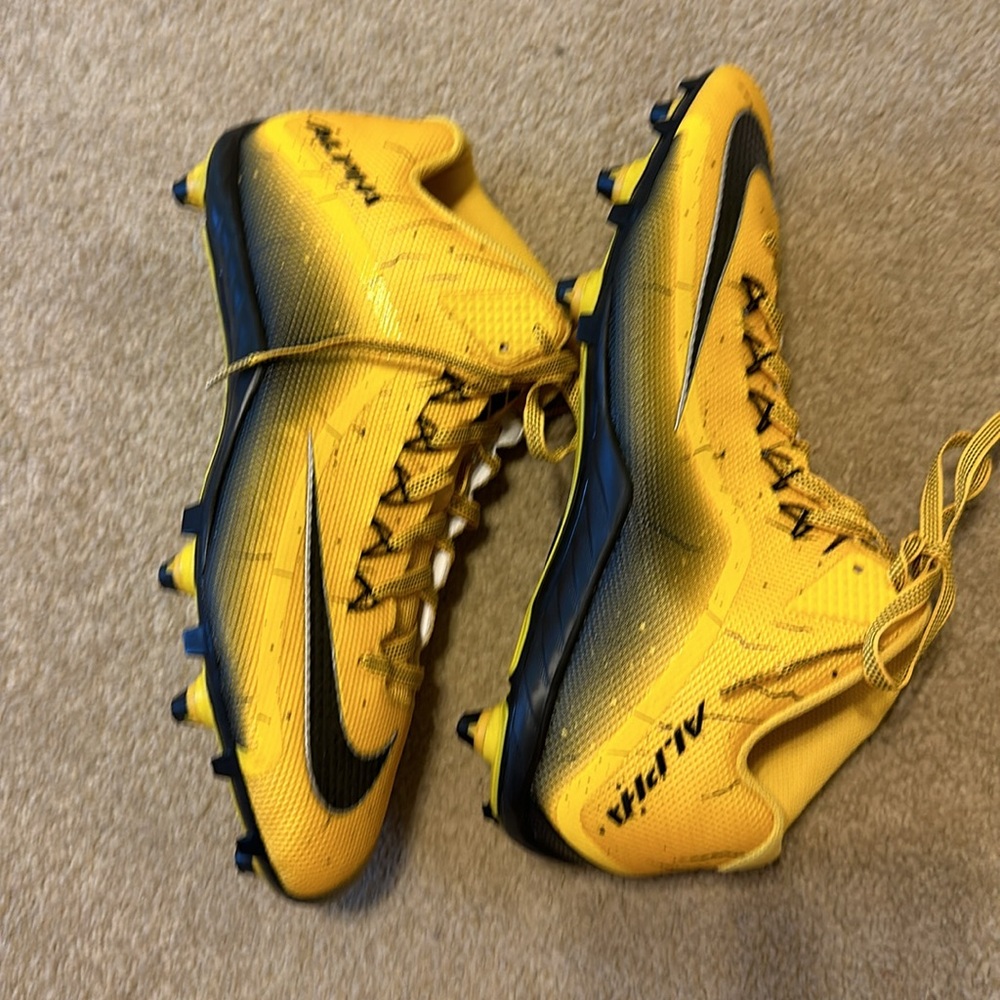NIKE CLEATS ALPHA SKIN FOOTBALL GOLD/ BLACK SZ 15 WORN 1x Sz 15 - Picture 10 of 10